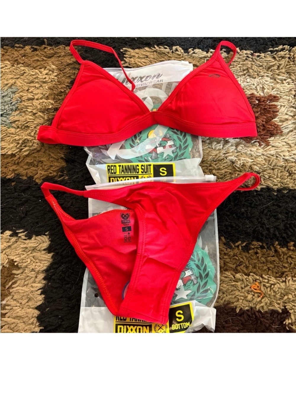 DIXXON Women's Bright Red Triangle Bikini Bottoms